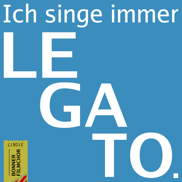 Ein blaues Viereck. Darin steht "Ich singe immer legato."